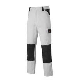 Dickies Workwear Everyday Bundhose weiß - grau Arbeitshose mit Gürtelschlaufen und vielen Taschen