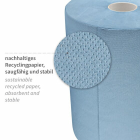 Franz Mensch Putzpapiere auf Rolle, blau Recyclingpapier, 2-lagig