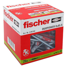 fischer DuoPower 8 x 65 S zwei Komponenten Klapp - , Spreiz - und Knotdbel mit Schrauben