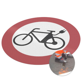 Premark thermoplastische Bodenmarkierung Verbot der Durchfahrt von E - Bikes