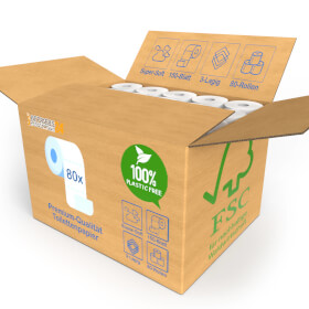 Betriebsausstattung24 Toilettenpapier BULK - Verpackung 3 - lagig, 80 Rollen à 150 Blatt