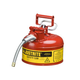 Justrite Stahl Sicherheitsbehälter Typ 2 AccuFlow mit flexiblem Metallschlauch und Dosierhebel