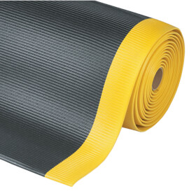 Notrax Crossrib Sof - Tred Anti - Ermdungsmatte schwarz / gelb rutschhemmende Arbeitsplatzmatte mit sehr hohem Stehkomfort