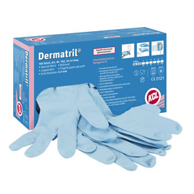 Arbeitshandschuhe Chemikalienschutz Einmalschutzhandschuh KCL Dermatril, Farbe: blau,