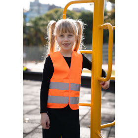 Korntex Kinderwarnweste Aarhus orange mit zwei Reflexstreifen und Klettverschluss