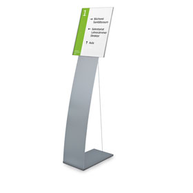 LITE SECURE Bodenaufsteller mit Infotafel DIN A3 hoch silber mattes Aluminiumprofil, Bodenaufsteller mit Spannseil, 