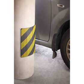 Garagenwandschutz gelb/schwarz mit Lamellen, zur einfachen Anpassung an Bgen und Ecken
