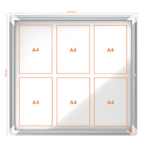 Nobo Schaukasten Premium Plus 6x DIN A4 fr den Innenbereich, mit magnetischer Metalloberflche