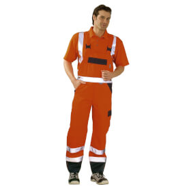 Warnschutzkleidung Warnschutzhosen PLANAM Warnschutz-Latzhose, orange-marine
