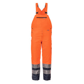 Warnschutzkleidung Warnschutzhosen PLANAM Warnschutz - Latzhose Winter, orange - marine, 