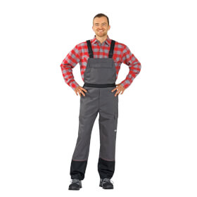 Planam Weld Shield Latzhose 5530 grau schwarz Schweißerschutzhose bei Metall- und Funkenflug