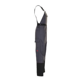 Planam Weld Shield Latzhose 5530 grau schwarz Schweißerschutzhose bei Metall- und Funkenflug
