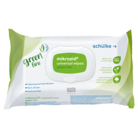 Schlke mikrozid universal wipes green line nachhaltige Desinfektionstcher mit materialschonender Reinigungsleistung