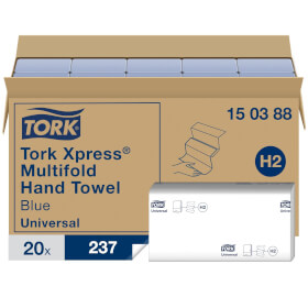 Tork Xpress® Multifold Handdoek Universal, 2-laags, blauw, 24x21cm