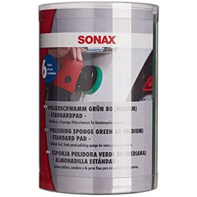 sonax PolierPad grn 80 (medium) StandardPad mittelharter feinporiger Schwamm zum maschinellen Polieren