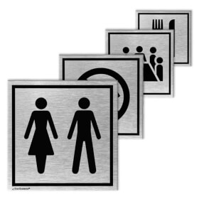 Tello Piktogramm quadratisch stilvolles Türschild aus Aluminium mit verschiedenen Symbolen