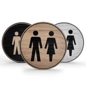 Tello Wood Türschild rund, Farbe: Eiche,  Motiv:  Schwarz