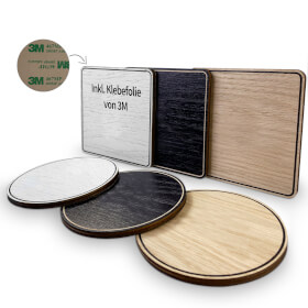 Tello Wood Türschild rund, Farbe: Eiche, Motiv: Schwarz