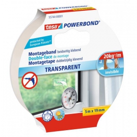 tesa Powerbond Montageband, transparent doppelseitiges Fixierungs - Klebeband
