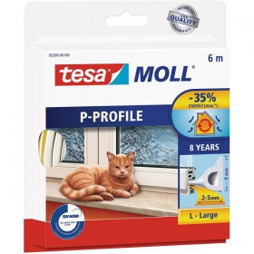 tesamoll P - Profil Fensterabdichtung wei Gummidichtung fr Fensterspalten von 2 - 5mm