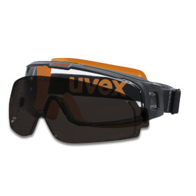uvex Schutzbrille Vollsichtbrille u-sonic mit Vorsatzscheibe leichtes Anbringen der Vorsatzscheibe (grau 16%) durch Magnettechnologie