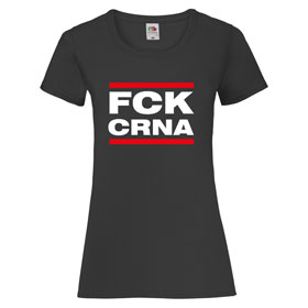 FCK CRNA Damen T - Shirt Fruit of the Loom, schwarz
