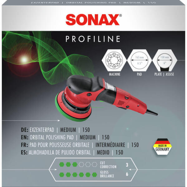 sonax PolierSchwamm gelb 165 Dual Action FinishPad Polierpad für Exzentermaschinen mit großem 150mm Stützteller