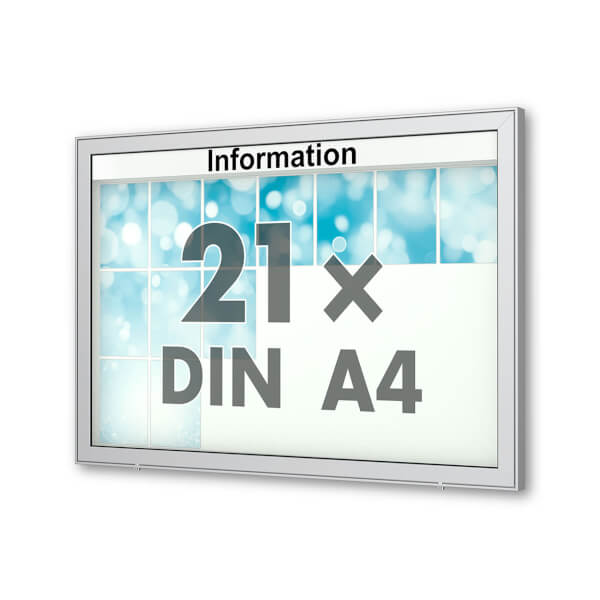 Planus 65 E Wand - Schaukasten eckig Format für 21 × DIN A4 Blätter