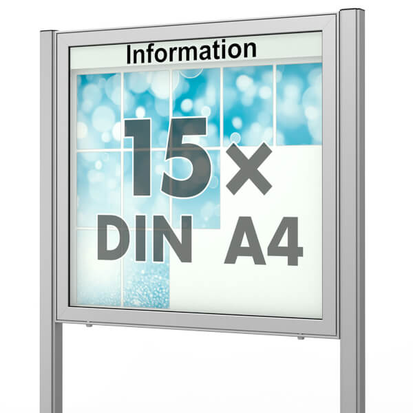 Planus 65 E Freistehender Schaukasten eckig Format für 15 × DIN A4 Blätter