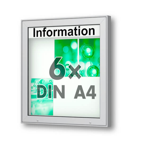 Plenum 65 E Wand - Schaukasten eckig Format für 6 × DIN A4 Blätter