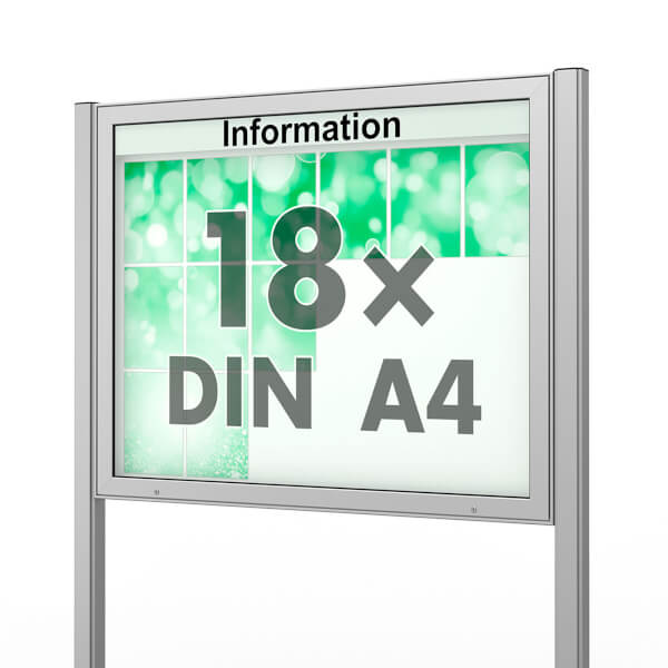Plenum 65 E Freistehender Schaukasten eckig Format für 18 × DIN A4 Blätter