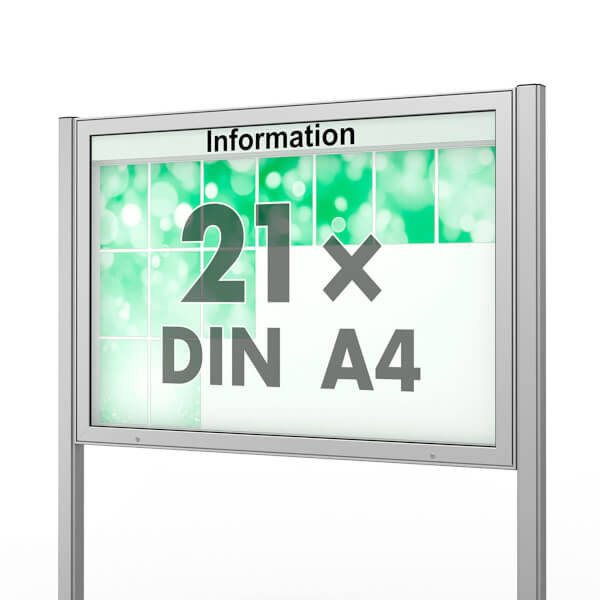 Plenum 65 E Freistehender Schaukasten eckig Format für 21 × DIN A4 Blätter