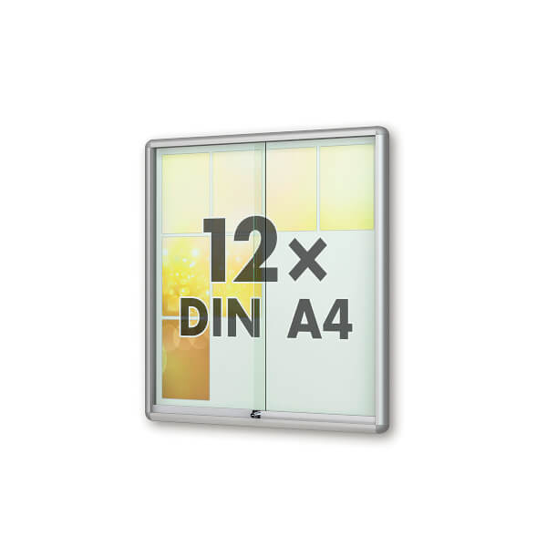 Moveo 50 G gerundeter Schaukasten mit Schiebetüren Format für 12 × DIN A4 Blätter