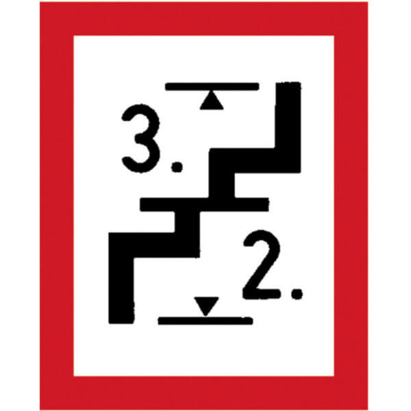 Hinweisschild für die Feuerwehr Hinweisschild auf eine Treppe, die nicht zum Dachgeschoss