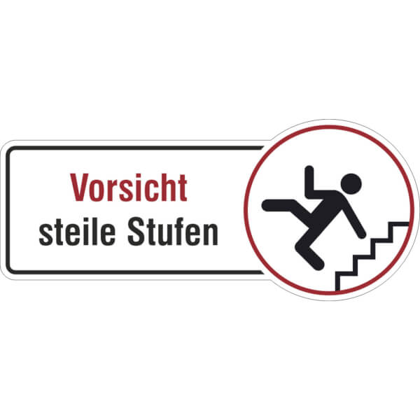 Alu-Schild „Vorsicht Stufe“ Selbstklebend – 160x40 Mm, Türschild Für Treppen & Stolperstellen