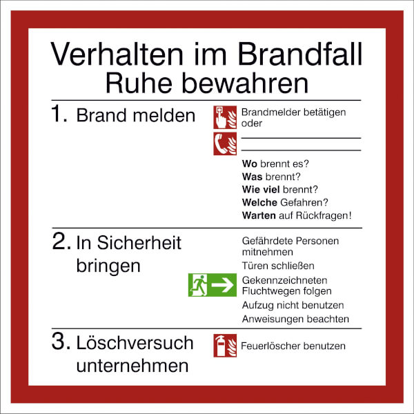 Verhaltensregeln für Flucht- und Rettungspläne Verhalten im Brandfall ...