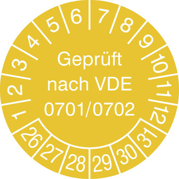 Prüfplakette Geprüft nach VDE 0701 / 0702