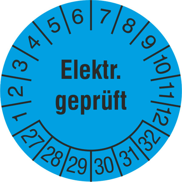 Prüfplakette Elektr. Geprüft hellblau