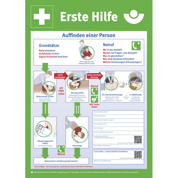 Anleitung zur Ersten Hilfe (Plakat) - bgw-online
