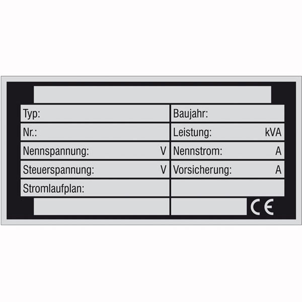 Schaltschrank typenschild beispiel