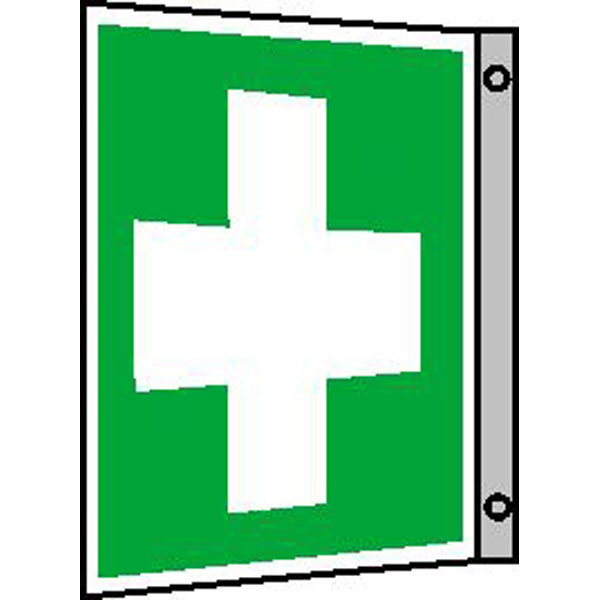 Rettungsschild als Fahnenschild Symbol Erste Hilfe direkt