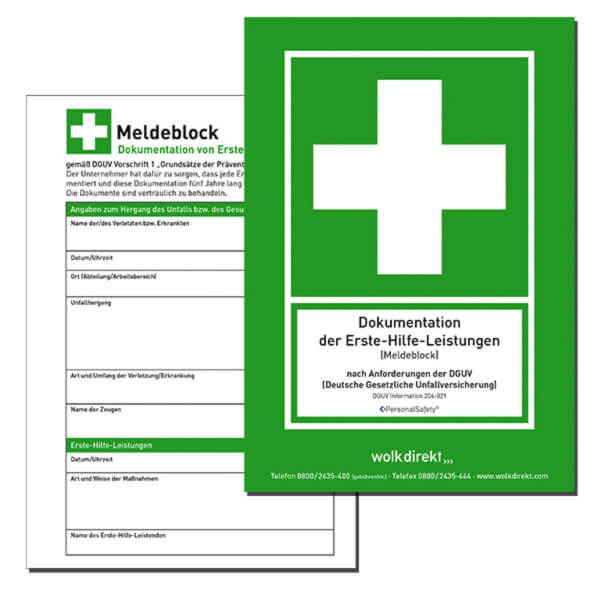 Verbandbuch DIN A4 zur Eintragung von Erste Hilfe-Leistungen mit  vorgedruckten Spalten kaufen