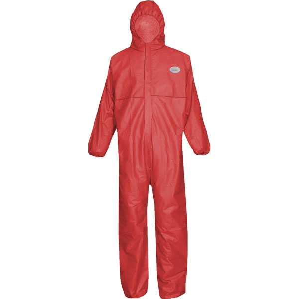 Schutzanzug Chemieschutzoverall CoverBase SMS - 4 rot besonders atmungsaktiv, Schutztyp 5 + 6