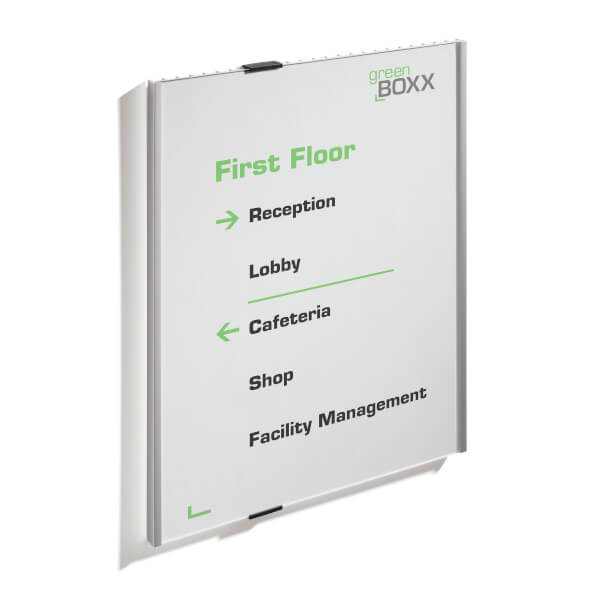 ALUMINO Infotafel A3, bruchsichere Acrylglasabdeckung, 2 seitl. Verschlussclips,