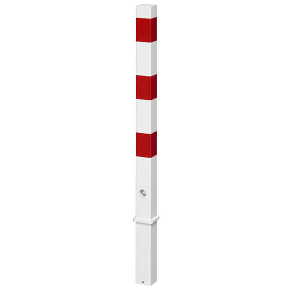 Absperrpfosten Rot-Weiß Mit Ösen 76mm Höhe 750mm Metall – 4er Set Bodenmontage Absperrpfosten Rot-Weiß Mit Ösen 76mm Höhe 750mm Metall – 4er Set Bodenmontage