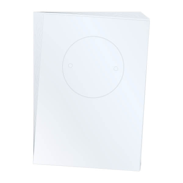 Beschriftungseinlagen aus glasklarer Polyesterfolie Bogenformat A4, vorgestanzt zum einfachen Herauslösen