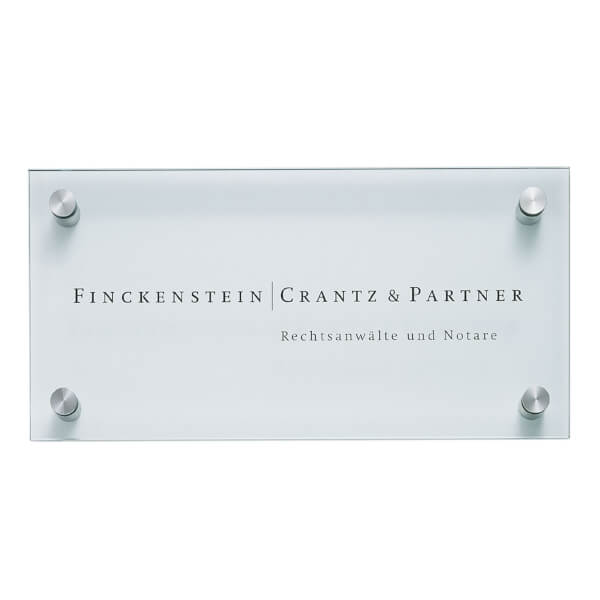 MyTrack Glasschild rahmenloses 5 mm Glasschild mit 4 Edelstahlhaltern