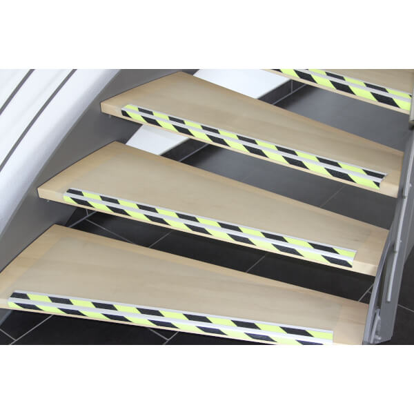 Antirutsch-Treppenkantenprofil, Doppelstreifen, Universal, Farbe Antirutschbelag: tagesfluoreszierend, schwarz/gelb,