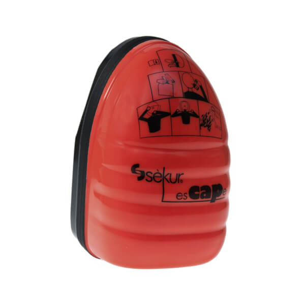 Fluchtfiltergerät mit Haube SEKUR esCAPe schützt Augen, Kopf und Lunge vor Rauch, 