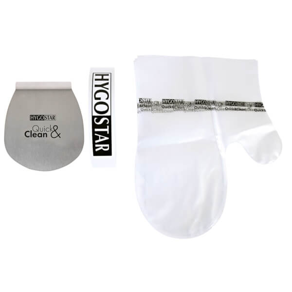 Hygostar Quick&Clean Kit Single Edelstahl Handschuhset mit magnetischer Ablage für Bäckereien